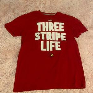 Adidas Three Stripe Life Red T-Shirt
